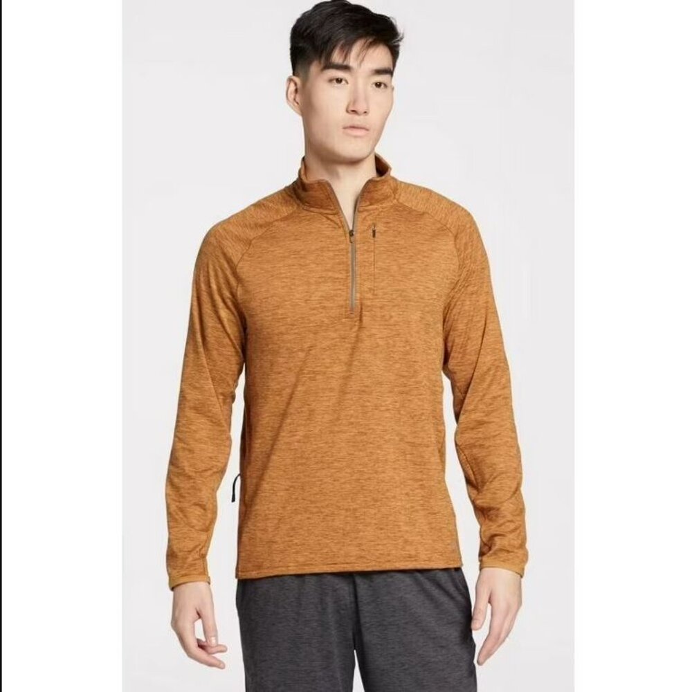 VRST Accelerate Warm 1/2 Zip Pullover Mens Large L Brown Shirt Athletic Top Y05